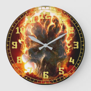 Grande Horloge Ronde Crâne brûlant