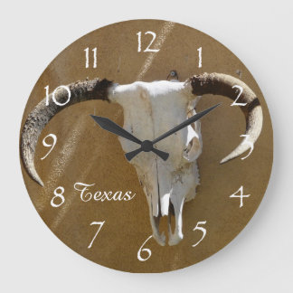 Grande Horloge Ronde Crâne de vache au Texas