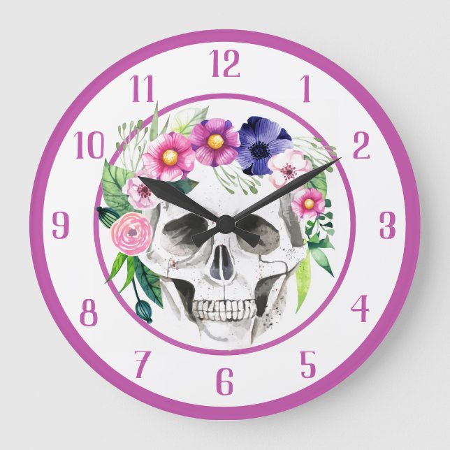 Grande Horloge Ronde Crâne décoratif (Recto)