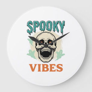 Grande Horloge Ronde Crâne d'Halloween Atmosphère Surnaturelle Horreur