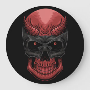 Grande Horloge Ronde Crâne d'Halloween effrayant