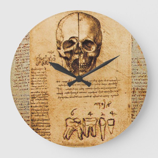 Grande Horloge Ronde CRÂNE ET DENTS, CLINIQUE DENTAIRE, parchemin de (Recto)