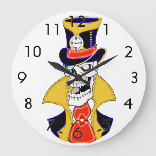 Grande Horloge Ronde Crâne Vampire Steampunk