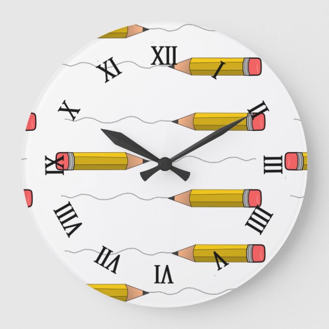Grande Horloge Ronde Crayon sur blanc (Recto)