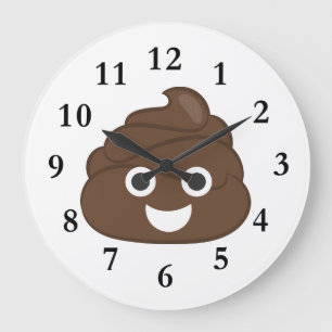 Grande Horloge Ronde Crazy Silly Brown Poop Emoji