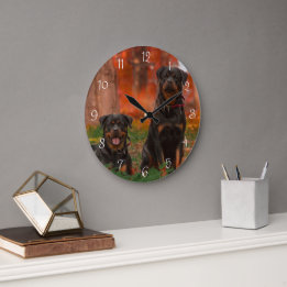 Grande Horloge Ronde Create Your Own Dog Photo Round Wall Clock