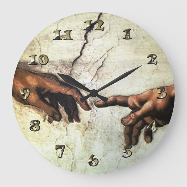 Grande Horloge Ronde Création d'Adam - Mains Michelangelo 1475 - 1564 (Recto)