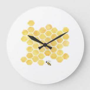 Grande Horloge Ronde crèche jaune de cuisine d'horloge murale d'abeille