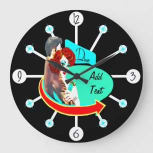 Grande Horloge Ronde Créez votre propre dîner de les années 50 Vinta