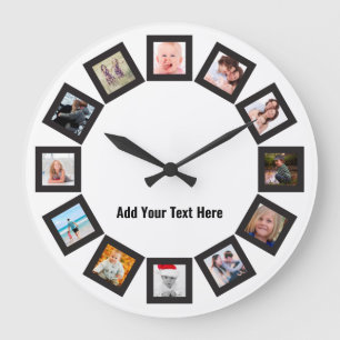 Grande Horloge Ronde Créez Votre Propre Famille Photos Acrylique Mur H