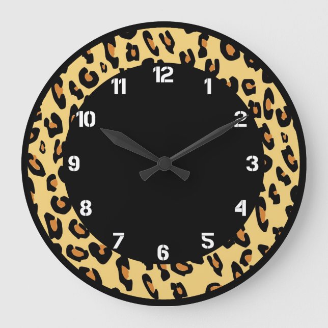 Grande Horloge Ronde Créez votre propre Motif de peau de léopard (Recto)