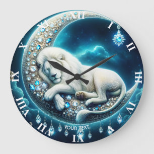 Grande Horloge Ronde Crescent de lion dormant mignon Imaginaire