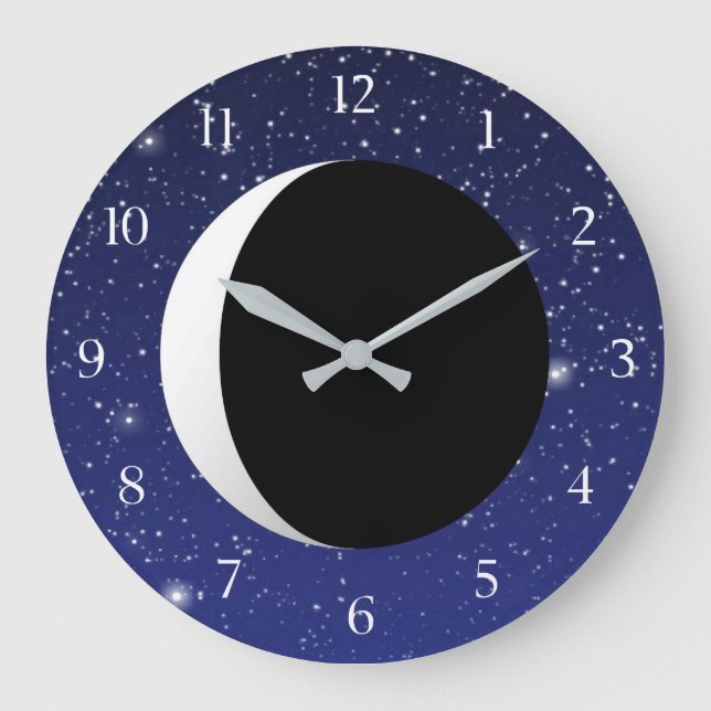 Grande Horloge Ronde Crescent Moon sur un Arrière - plan étoilé (Recto)