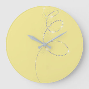 Grande Horloge Ronde Cristaux canariens jaunes Gris Infinement Diamant