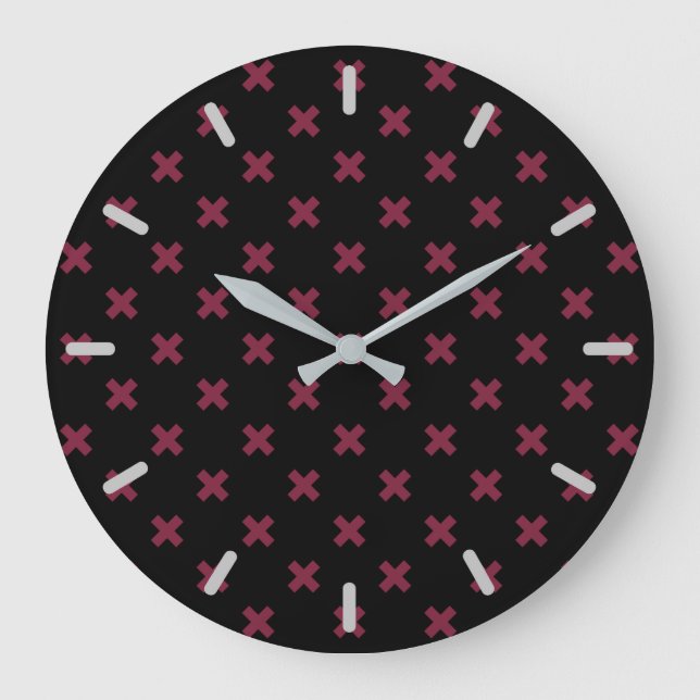Grande Horloge Ronde Crochets Mulberry sur noir (Recto)