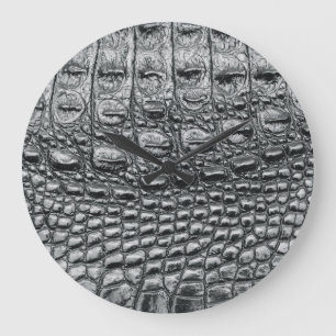 Grande Horloge Ronde Crocodile Noir : Météo Noire Mystique