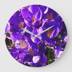GRANDE HORLOGE RONDE CROCUS DE PRINTEMPS
