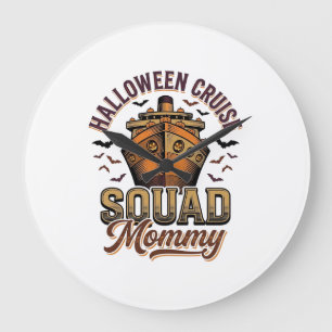 Grande Horloge Ronde Croisière Halloween Maman Vintage Équipe Bateau De