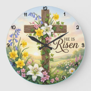Grande Horloge Ronde Croix de Pâques Il est ressuscité