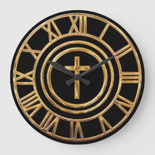 Grande Horloge Ronde Croix d'or