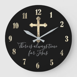 Grande Horloge Ronde Croix dorée de n'importe quelle couleur Toujours l