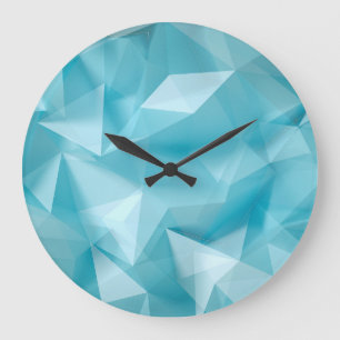 Grande Horloge Ronde Crystals bleu turquoise Triangles Arrière - plan
