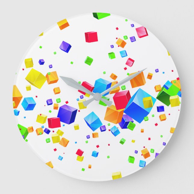 Grande Horloge Ronde Cubes colorés 1 (Recto)