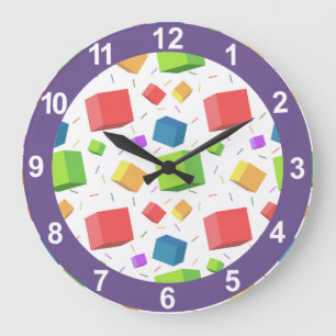 Grande Horloge Ronde Cubes mignons