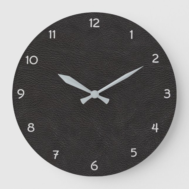 Grande Horloge Ronde Cuir noir Faux (Recto)