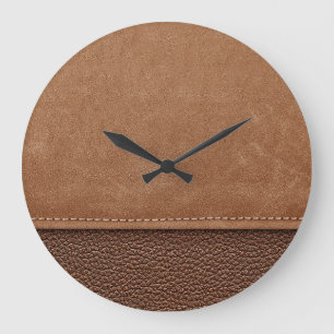 Grande Horloge Ronde Cuir pointu : gris, noir arrière - plan.
