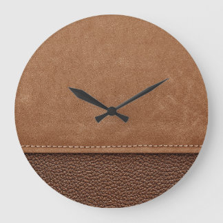 Grande Horloge Ronde Cuir pointu : gris, noir arrière - plan.