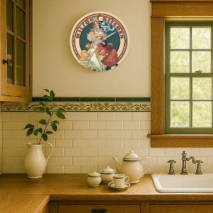 Grande Horloge Ronde Cuisine Art Nouveau de l'époque victorienne