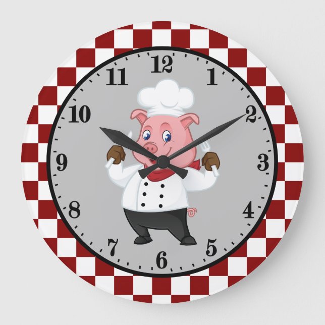 Grande Horloge Ronde cuisine de cochon chef mignonne (Recto)