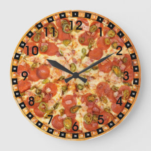Grande Horloge Ronde Cuisine de thème de pizza de nourriture de cool d