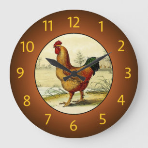 Grande Horloge Ronde Cuisine Gallus Domesticus (Coq) -