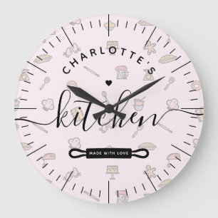 Grande Horloge Ronde Cuisine Motif Faite Avec Amour De La Boulangerie R