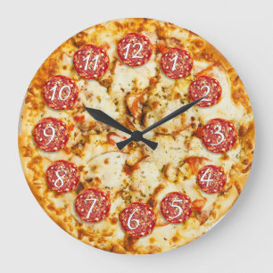 Grande Horloge Ronde Cuisine ou restaurant ronde de pizza de pepperoni