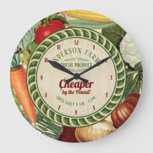 Grande Horloge Ronde Cuisine personnalisée à base de produits Vintage