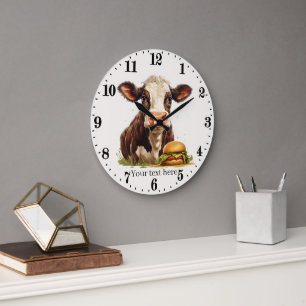 Grande Horloge Ronde cuisine pour les amateurs de vache mignonne