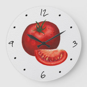 Grande Horloge Ronde Cuisine rouge de tomate