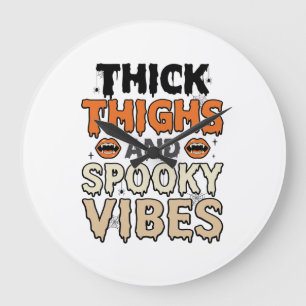 Grande Horloge Ronde Cuisses Épaisses et Vibes Sombres Design Halloween