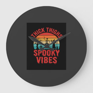 Grande Horloge Ronde Cuisses Épaisses Halloween Vibes Squelettiques