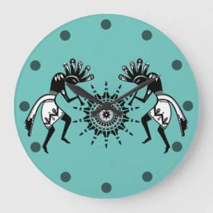 Grande Horloge Ronde Culture amérindienne - Soleil Danser Kokopelli 1