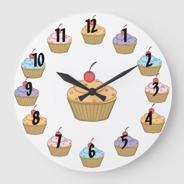 Grande Horloge Ronde Cupcakes avec arroses (Recto)