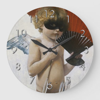 Grande Horloge Ronde Cupidon à la boule masquée