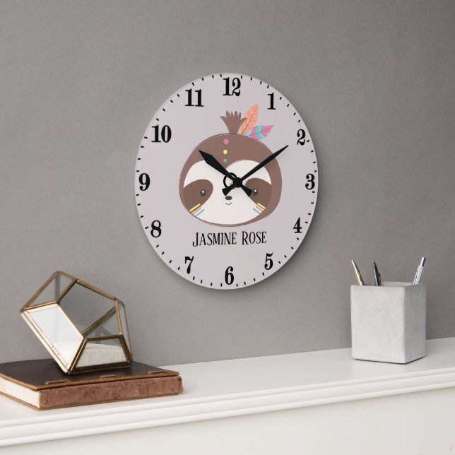 Grande Horloge Ronde currgirbaby decor sloth (Bureau)