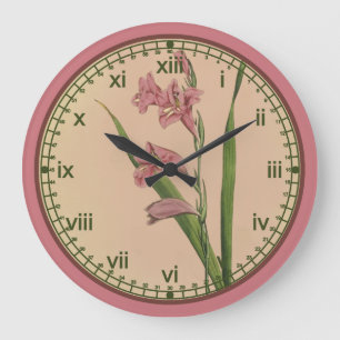 Grande Horloge Ronde Curtis Botanical Pink Lily Wall Clock dans 3 style