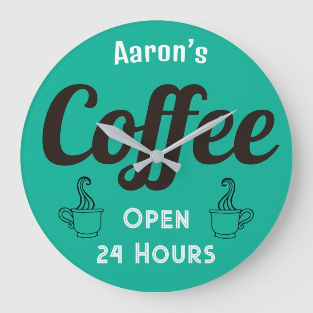 Grande Horloge Ronde Custom Coffee Shop Sign Clock (Recto)