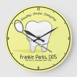 Grande Horloge Ronde CUSTOM NAME Bureau Tooth Healthy Smile