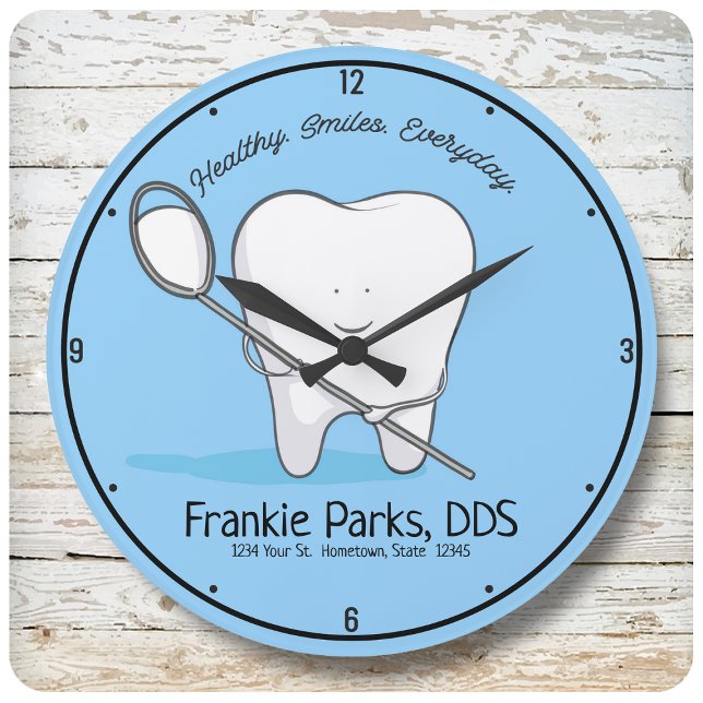 Grande Horloge Ronde CUSTOM NAME Bureau Tooth Healthy Smile (Créateur téléchargé)